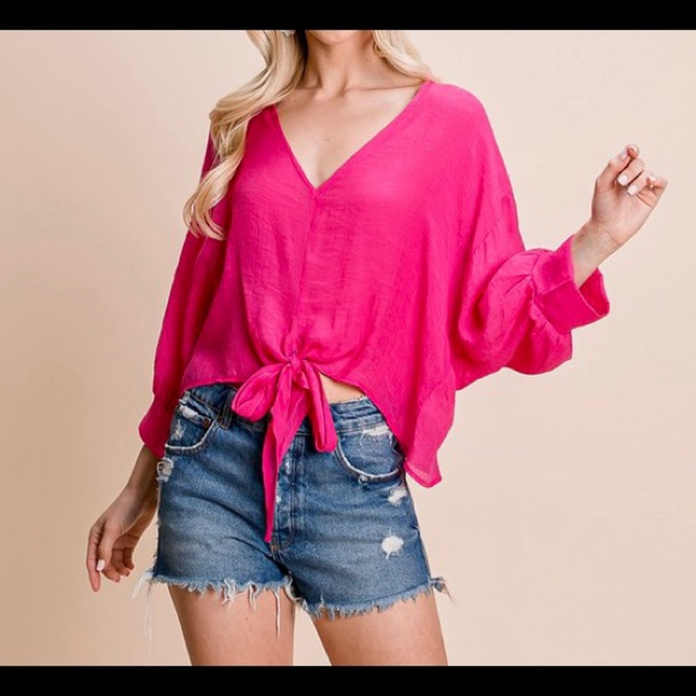 Casual V-Neck Tie knot blouse